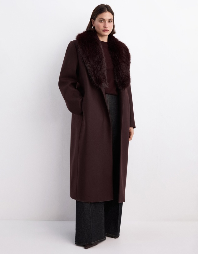 M.N.G - Manteco Wool Coat With Fur Collar