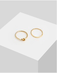 Elli Jewelry - Ring Set Knot Trend Basic Minimal in 925 Sterling Silver Gold Plated