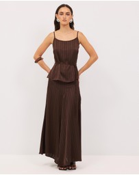Calli - Sayer Satin Panelled Midi Skirt
