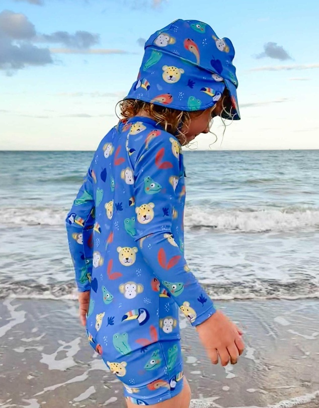 Purebaby - Printed Long Sleeve Sunsuit- Kids-Babies