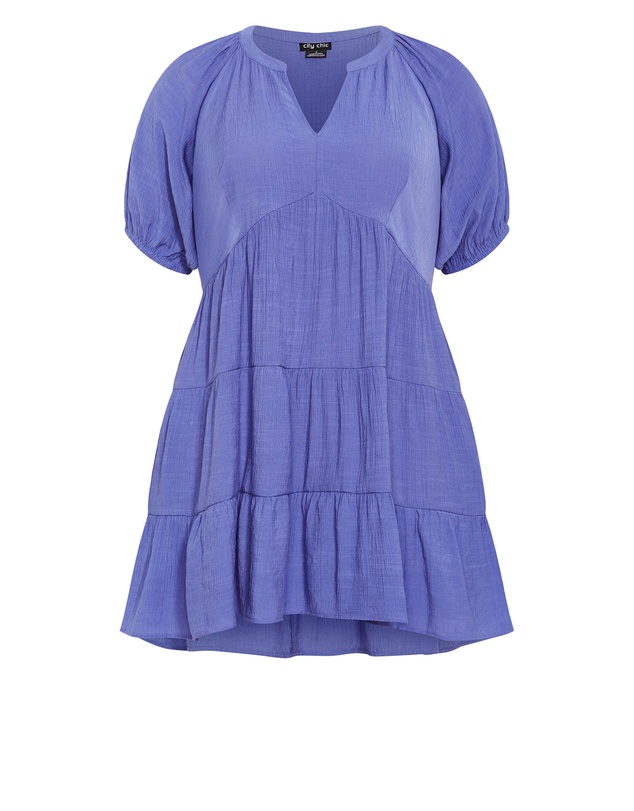 City Chic - Plus size Kara Tiered Mini Dress - amethyst