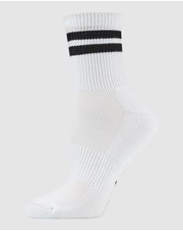 Pussyfoot - 6 Pack Unisex Striped Sport Quarter Crew Socks Bamboo Blend & Arch Support