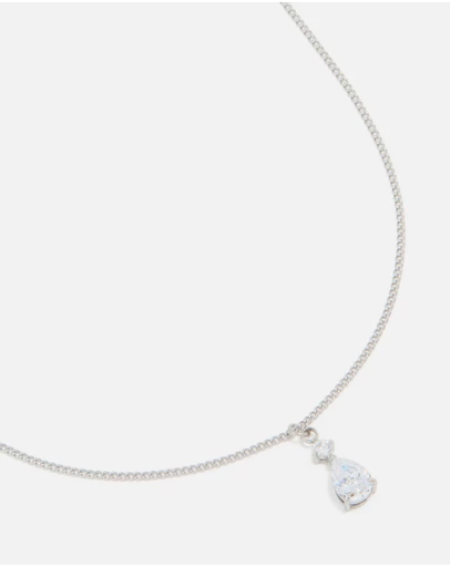 Lovisa - Waterproof Stainless Steel Cubic Zirconia Pear Pendant Necklace