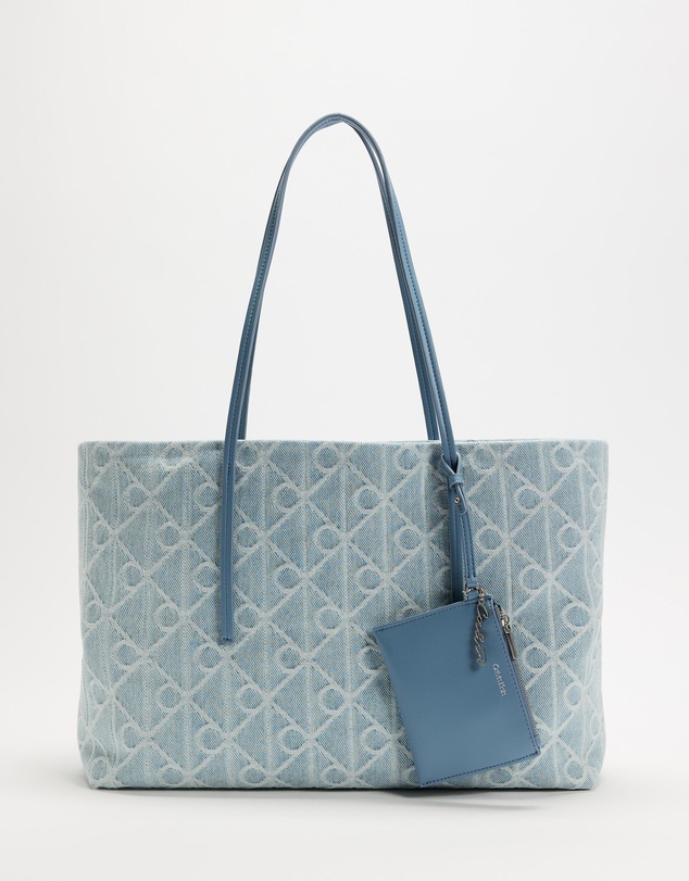 Calvin Klein - Emblem Aop Denim Tote W/ Pouch