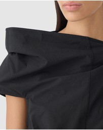 Bassike - Crushed Cotton Shoulder Dress