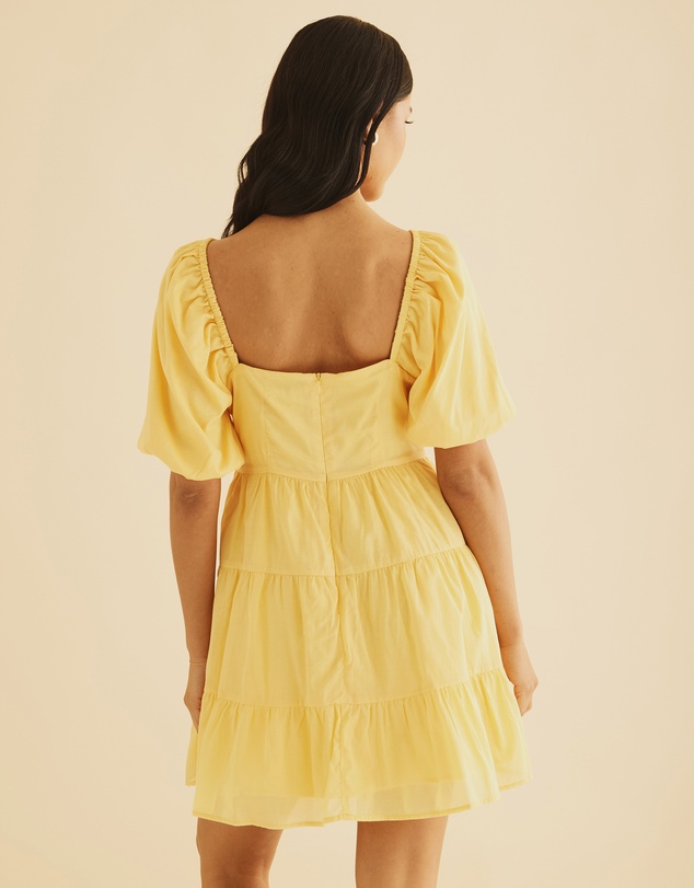 Atmos&Here - Micky Puff Sleeve Tiered Mini Dress