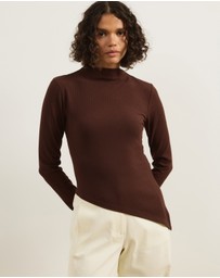 Atmos&Here - Long Sleeve Boat Neck Jersey Top