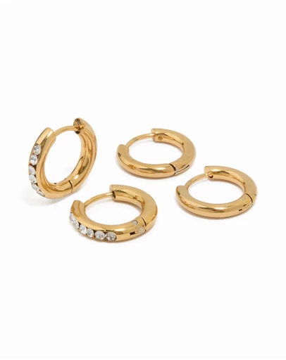 Lovisa - Waterproof Gold Plated Stainless Steel Chunky Hoop Earrings 2-Pack