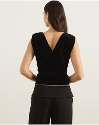 Atmos&Here - Dara Velvet V-Neckline Gathered Top