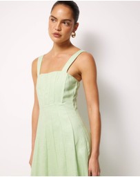 AERE - Pasey Linen Seamed Detail Midi Dress