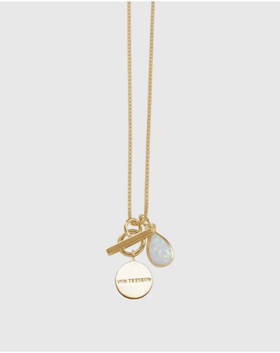 Von Treskow - Box Chain Necklace with Pear Czelline Opal