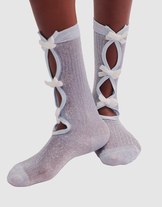 High Heel Jungle - Lurex Velvet Bow Socks