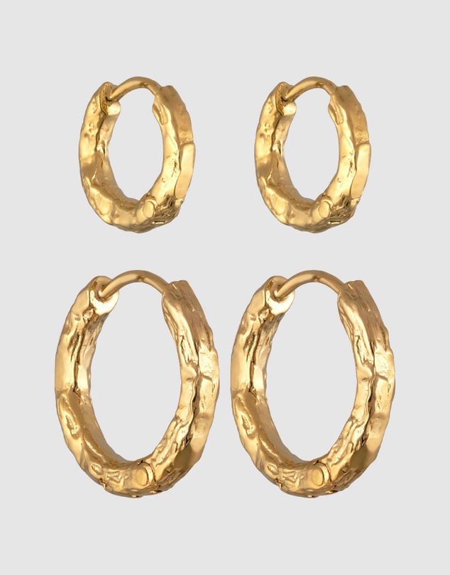 Elli Jewelry - Organic Hoop Set in Gold-Plated 925 Silver