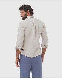 Coast Clothing - Long Sleeve Linen Shirt in Natural Sand
