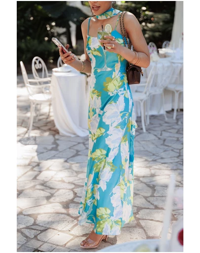 Petal & Pup - Kinara Maxi Dress - Aqua Floral