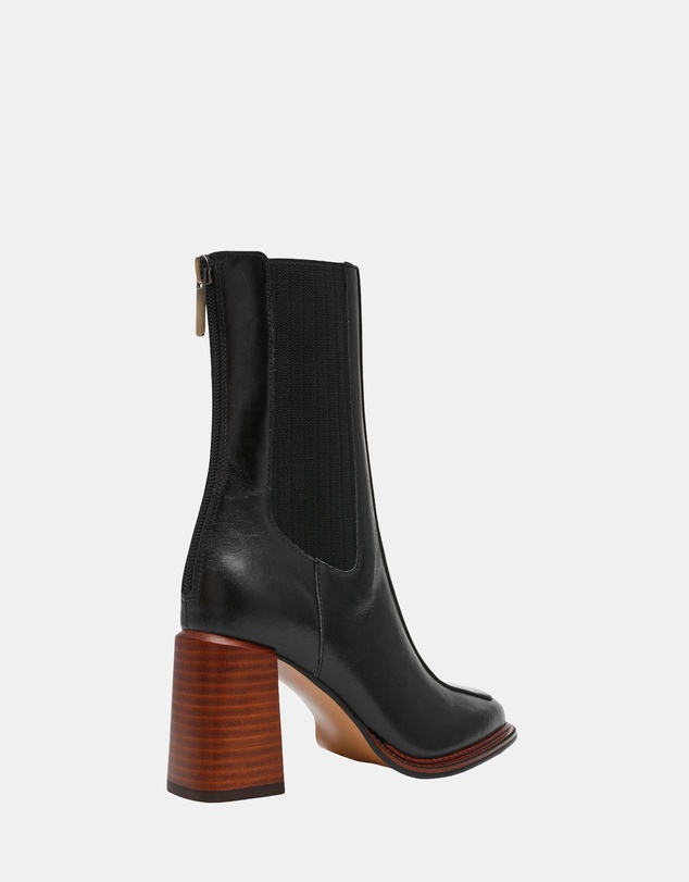 Steve Madden - Downtown Black Leather Booties