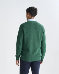 3 Wise Men - 3 Wise Men Drake Crew Neck Wool Blend Knit - Green