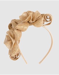 Max Alexander - Sinamay Curls Gold Fascinator