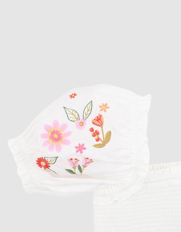 Fox & Finch - Embroidered Shirred Top - Kids