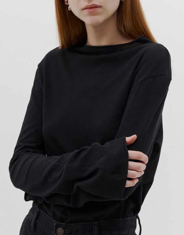 Bassike - regular raised neck long sleeve t.shirt