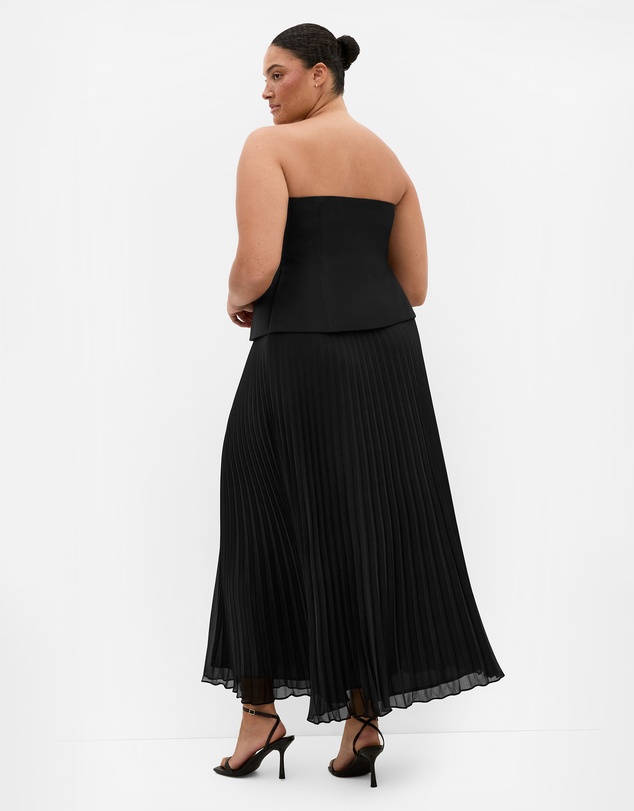 City Chic - Plus size Loretta Strapless Pleat Maxi Dress - black