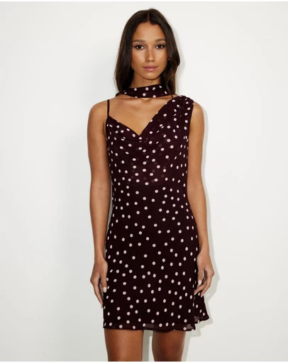 Dazie - Romeo Chiffon Neck Scarf Mini Dress