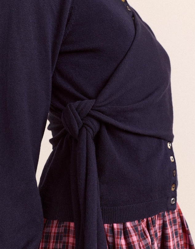 Damson Madder - Venna Wrap Merino Wool Cardigan