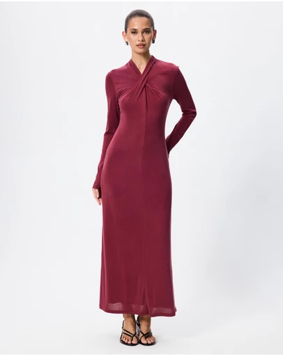 Tussah - Daphne Cross Neck Long Sleeve Midi Dress