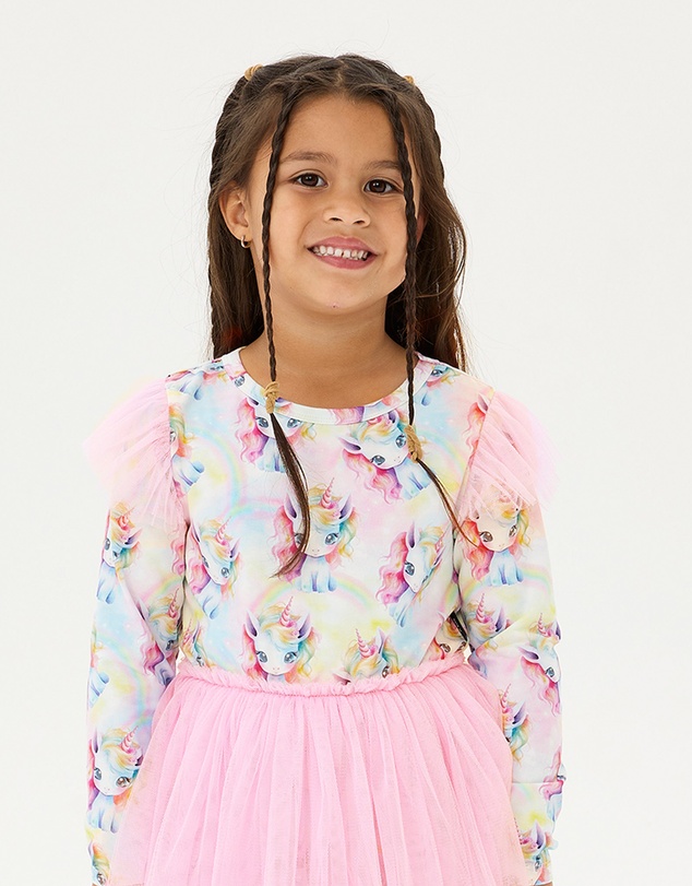 Rock Your Kid - Unicorn Pony Colour Pop Long Sleeve Circus Frill Dress