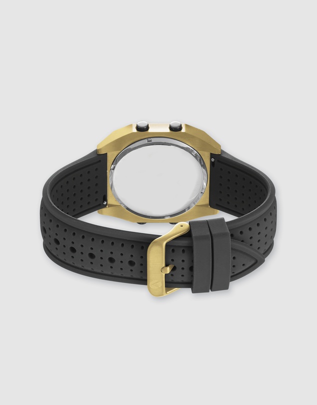 Maxum - Raglan Tide Watch – Gold Case, Black Dial & Black Silicone Strap