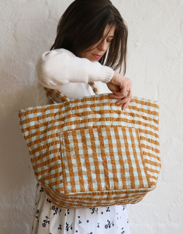 Mosey Me - Honey Blue Seersucker Quilted Bag