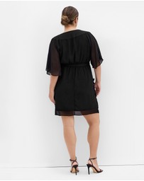City Chic - Plus sizeDrape Faux Wrap Mini Dress - black
