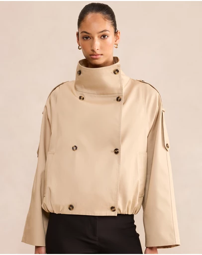 Forever New - Billie Funnel Neck Short Trench Coat