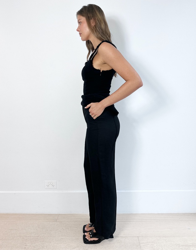 Cirkular - Pre-Loved - Marle Black Frayed Top