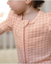 Kynd Baby - Day Or Night Short Sleeve Frill Onesie in Heart Gingham