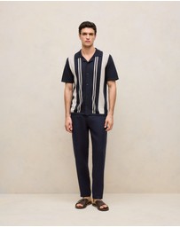 Trenery - Linen Tailored Relaxed Pant in Navy