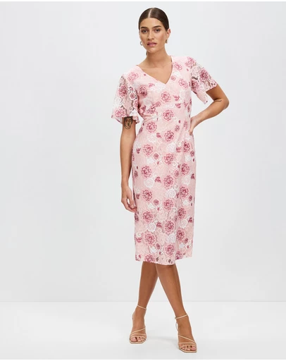 Pink Ruby - Glamerous Frill Sleeve Dress