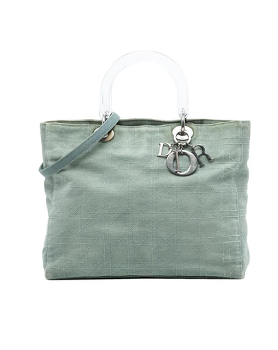 Pre-Loved by Azura Reborn - Pre-Loved Large Denim Cannage Acrylic Handles Lady Dior