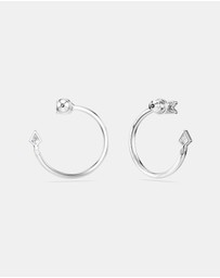 Swarovski - Idyllia Hoop Earrings, Mixed Cuts, Arrow, White, Rhodium Plated