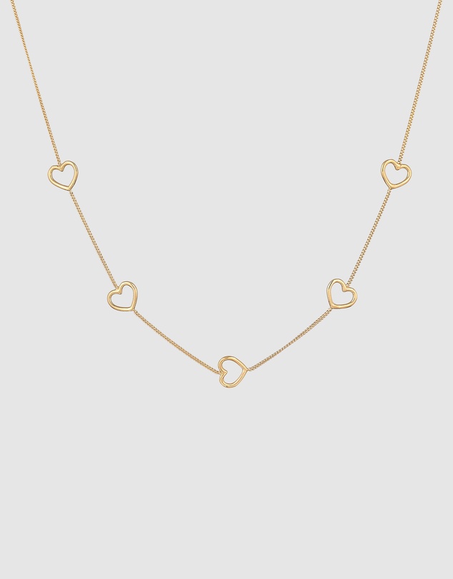 Elli Jewelry - Necklace Heart Cut-Out Design 925 Sterling Silver Gold-Plated