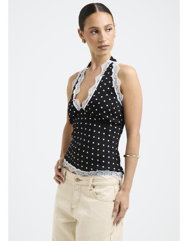 Alice In The Eve - Macko Polka Lace Halter Top