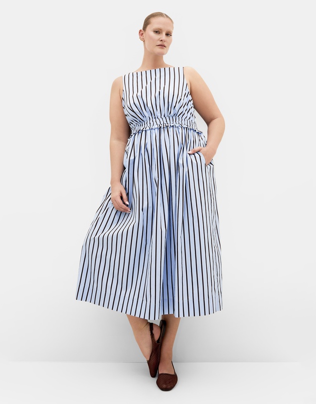 City Chic - Anna Choc Stripe Cotton Dress