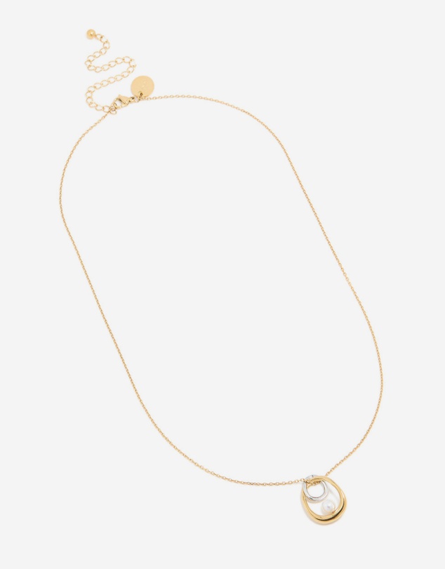 Lovisa - Waterproof Mixed Metal Plated Stainless Steel Open Pearl Pendant Necklace