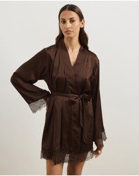 Atmos&Here - Pearl Lace Trim Satin Robe
