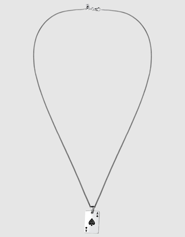 Kuzzoi - ICONIC EXCLUSIVE - Ace of Spades Card Pendant Necklace in 925 Sterling Silver