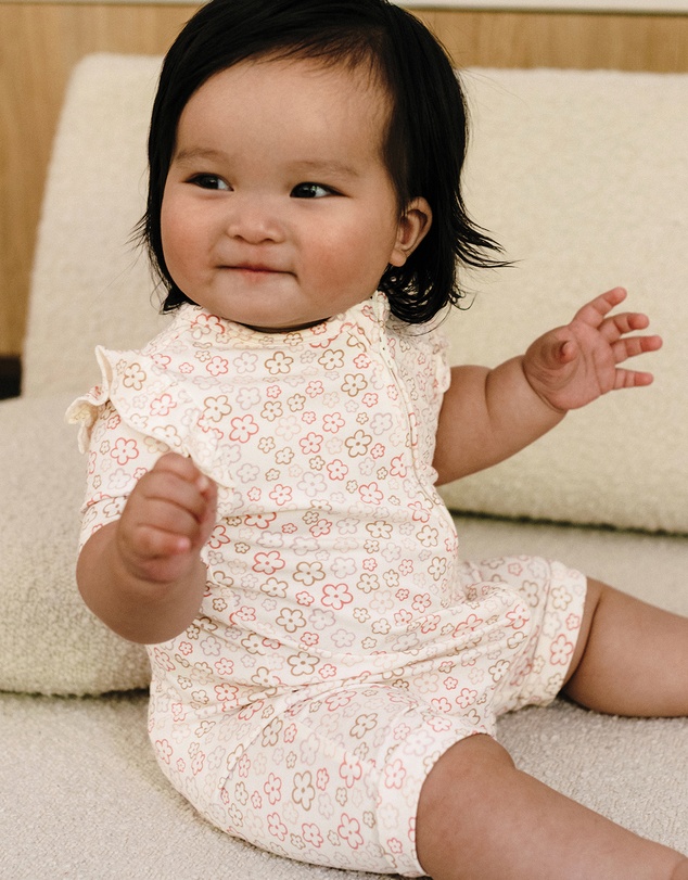Kynd Baby - Day Or Night Short Sleeve Frill Onesie in Spring Blossom