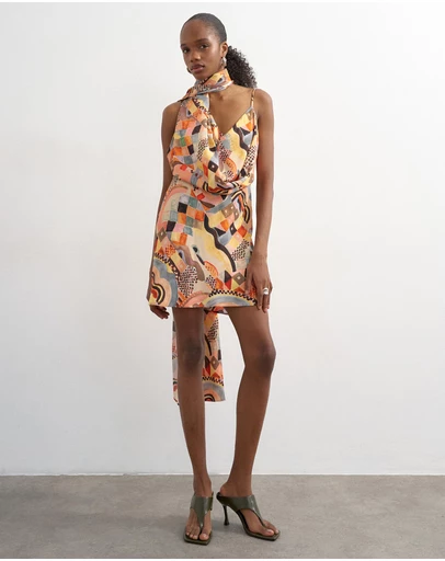 TOPSHOP - Viva Draped Scarf Mini Dress