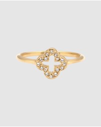 Elli Jewelry - Ring Crystal Cloverleaf 925 Sterling Silver Gold-Plated