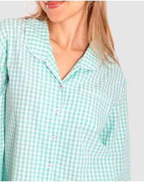 Sant And Abel - Women's Hepburn Gingham Mint Long PJ Set