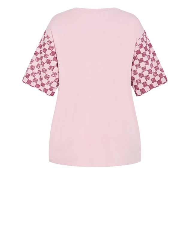 City Chic - Plus size Wrangling Hearts Oversized Tee - pink